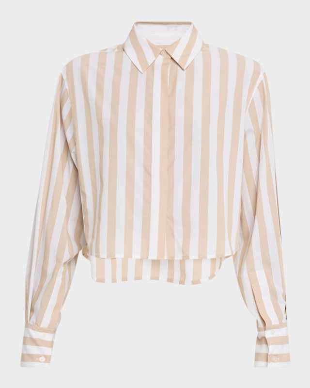 Renata Stripe Cropped Button-Front Shirt